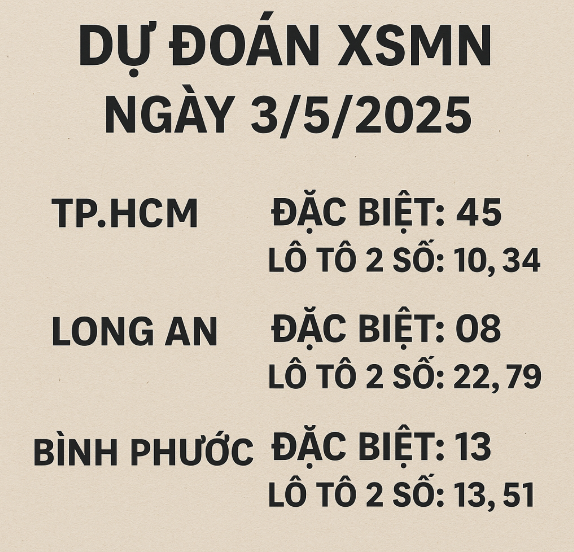 dự đoán xsmn ngày 3/5/2025