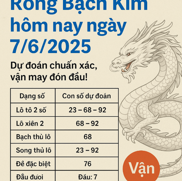 rồng bạch kim hôm nay ngày 7/6/2025